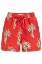  Red 'palms' Swim-shorts