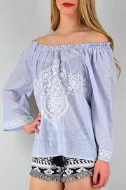  Blue Embroidered Top