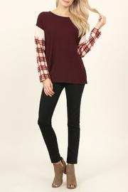  Plaid-sleeve Dropped Shoulder-sweater