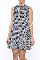  Mock Neck Navy Print Dress