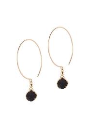  Gold-hoop Black-druzy Earrings