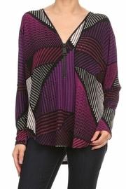  Zippered Print Top