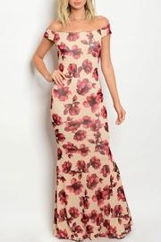  Beige/wine Floral Gown
