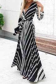 Stripe Waist-tie Maxi-dress