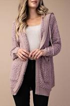  Popcorn Hooded Cardigan