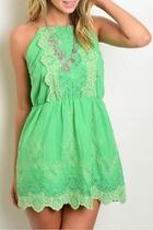  Green Embroidered Dress