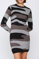  Camoflage Knitted Sweater Dress