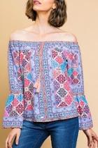  Scarf-print Off-the-shoulder
