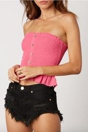  Smocked Button-up Crop-top