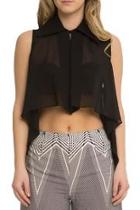  High-low Sheer Blouse