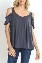  Open-shoulder Ruffle-sleeve Top