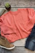  Coral Cropped Sweater