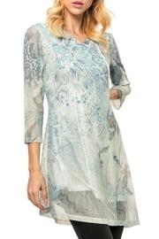 Lace & Mesh Print Top