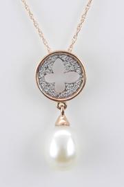  14k Rose Gold Diamond And Pearl Cluster Pendant Wedding Necklace With 18 Chain