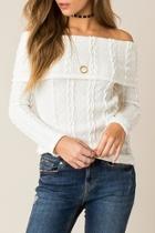  Off Shoulder Cable Sweater