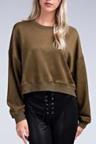  Cropped Faux-leather Sweatshirt