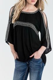  Embroidered Open Shoulder Top