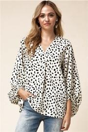  V-neck Blouse With Bubble Sleeves