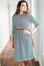  Striped Fit-and-flare Dress