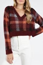  Burgundy Plaid Sweater