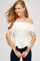  Off-shoulder Lace-trimmed Top