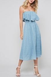  Strapless Polka-dot Midi-dress