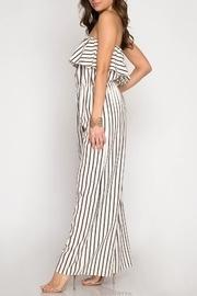  Striped Strapless Jumpsuit