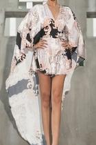 Floral Batwing Asymetrical Shorts Romper