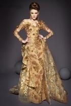  Long-sleeve Gold Gown