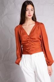  Satin Smocked-waist Blouse