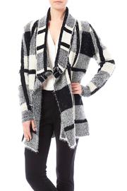  Draped-collared Plaid Sweater