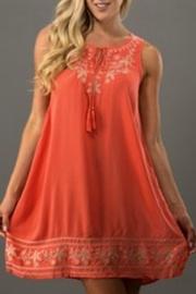  Coral Embroidery Dress