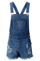  Junior Distressed Overall-shorts