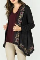  Embroidered Suede Cardigan