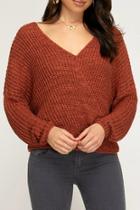  Open Back Pullover Knit Sweater