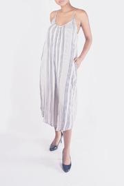  Blue-cream Striped Jumpsuit