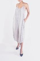  Blue-cream Striped Jumpsuit