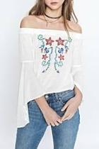  Flower Embroidered Top