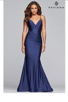  Navy Charmeuse Gown