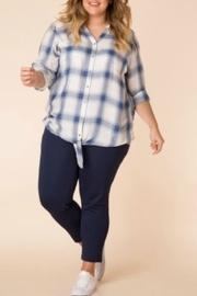  Blue Plaid Long Sleeve Top