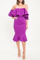  Off-shoulder Purple Dress