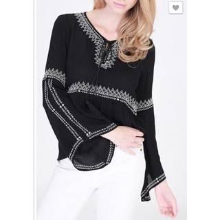  Black Bell Sleeve Top