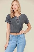  Heather Lace-up Top