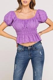  Eyelet Puff Sleeve Top