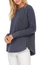  Navy Stitched Pullover Top
