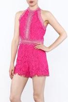  Pink Lace Sleeveless Romper
