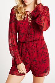  Printed Lace Up Romper