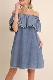  Chambray Cold Shoulder Dress