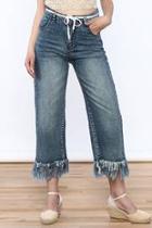  High Waist Frayed Jeans