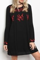  Black/red Embroidery Dress
